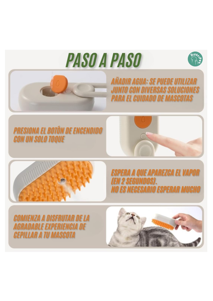 Cepillo Vapor 3en1 para Mascotas