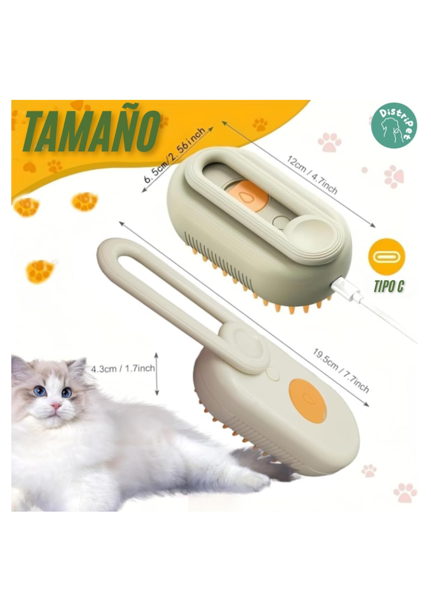 Cepillo Vapor 3en1 para Mascotas